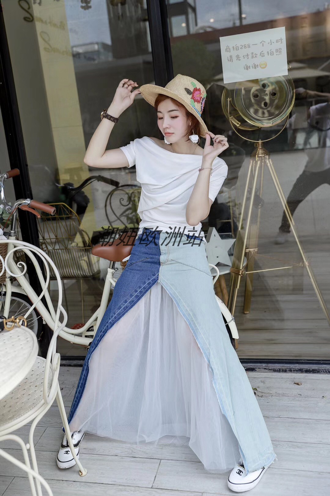 Europe station 2019 summer new pattern Italy quality goods All-match fashion Show thin Self cultivation Mosaic cowboy Half skirtin the Women's clothing/Boutique , Skirts category - from Buy2taobao.com to provide professional Taobao agent buy service