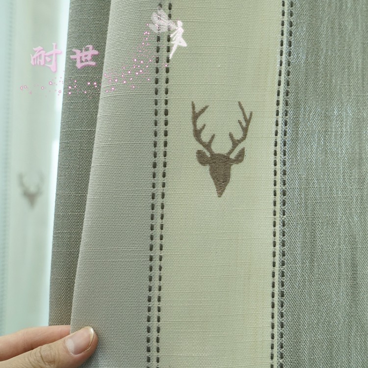 Simplicity modern Northern Europe a living room curtain customized stripe Embroidery curtain bedroom Windows Cotton and hemp children Elk curtainin the Home Fabric , Curtains and curtain accessories , Custom curtains category - from Buy2taobao.com to provide professional Taobao agent buy service
