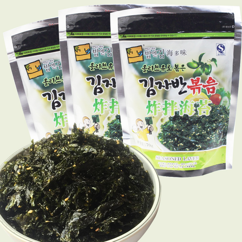 海多味炸拌海苔韩国拌饭碎紫菜海苔儿童即食零食70g*7三角饭团料|msdalam kategori makanan ringan/Nuts/Specialty, sotong/ikan kering/Bersedia untuk makan makanan laut, rumpai laut Siri - dari Buy2taobao.com untuk memberikan perkhidmatan ejen Taobao profesional membeli