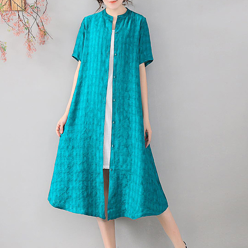 Yi Du GGE 2019 summer Short sleeved Large literature Retro Single breasted Cardigan Show thin Days polyandrum Sunscreenin the Women's clothing/Boutique , Shirt category - from Buy2taobao.com to provide professional Taobao agent buy service
