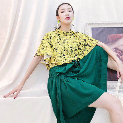 MADEINAM New summer fresh Retro green Lotus Bouffancy Asymmetry design Easy Half skirtin the Women's clothing/Boutique , Skirts category - from Buy2taobao.com to provide professional Taobao agent buy service