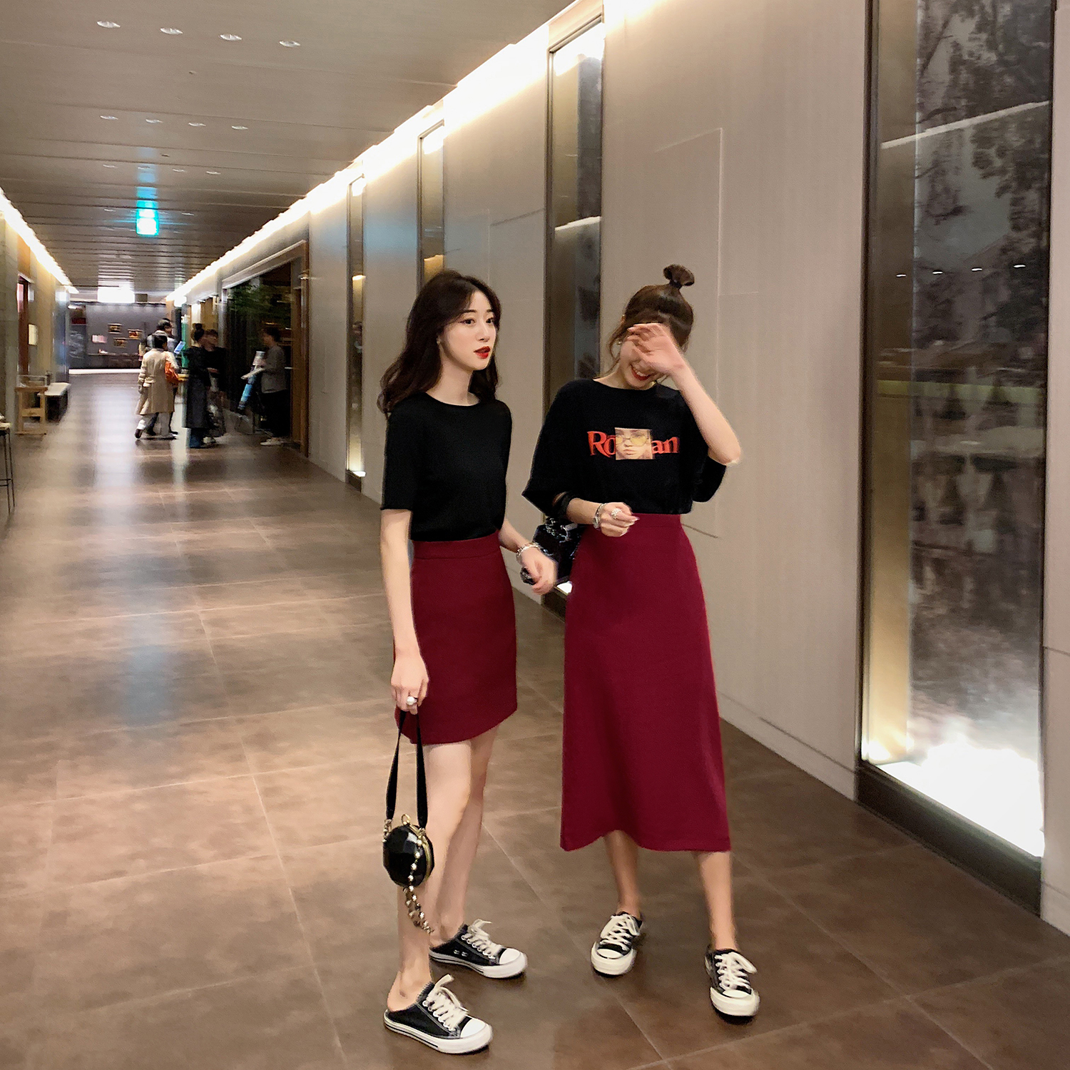 裙子女2019春夏新款闺蜜装 韩版百搭显瘦酒红色高腰半身裙包臀裙|ruв категории Женская одежда, юбка - от Buy2taobao.com для оказания профессиональной услуги покупки агента Taobao