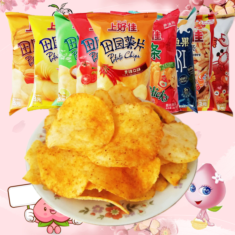 上好佳田园薯片香辣味原味40g*10包番茄膨化食品零食大礼包在类目 零食/坚果/特产, 饼干/膨化, 膨化食品中 - 来自Buy2taobao.com提供专业的淘宝代购服务