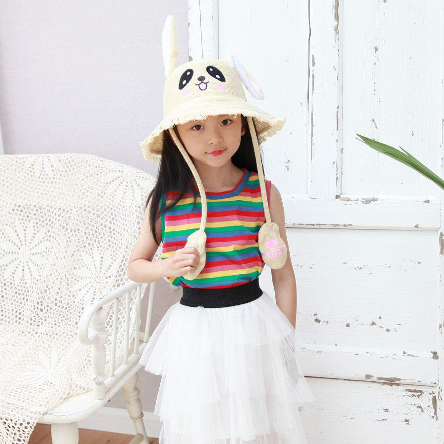 Children's hat 2019 Versatile Visor Rabbit Ears Straw hat ventilation lovely Fisherman hatin the Children/Baby/Family fitted , Hat/Muffler/Masks/Gloves/Earmuffs/Booties , Hat category - from Buy2taobao.com to provide professional Taobao agent buy service