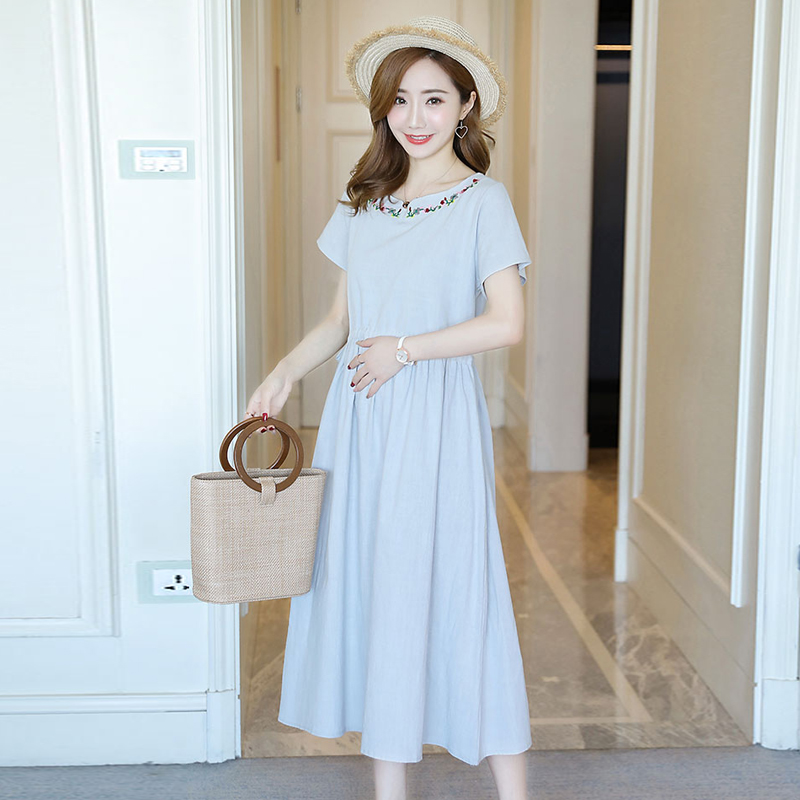 孕妇夏装长裙休闲宽松a字裙2019新款时尚潮妈大码宽松棉麻连衣裙在类目 孕妇装/孕产妇用品/营养, 孕妇装, 连衣裙中 - 来自Buy2taobao.com提供专业的淘宝代购服务