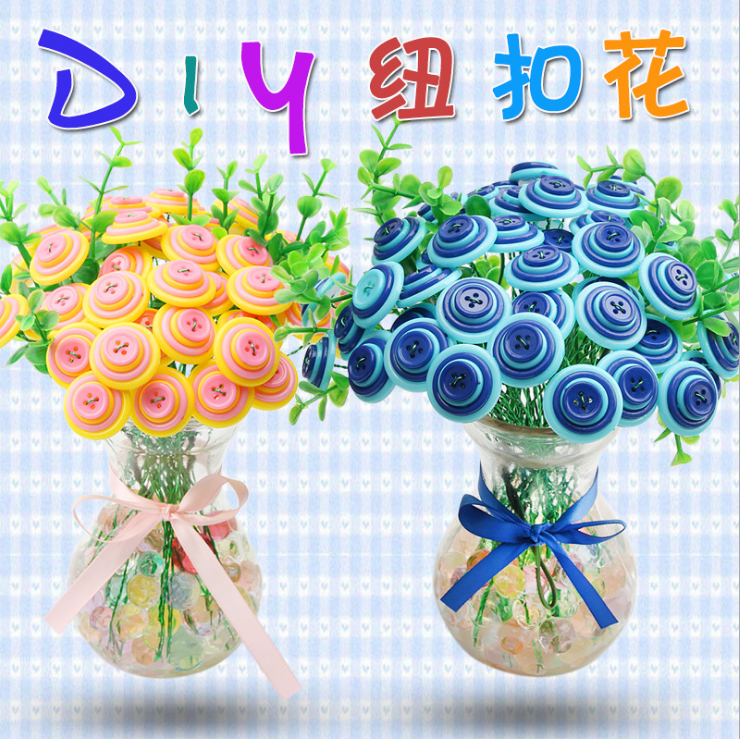 children Button Bouquet of flowers kindergarten Potted plant originality make diy manual Material Science festival gift colour Bouquetin the Toy/Childs/Puzzle/Building block/Model , Handmade/Creative DIY , Paste hand creative class category - from Buy2taobao.com to provide professional Taobao agent buy service