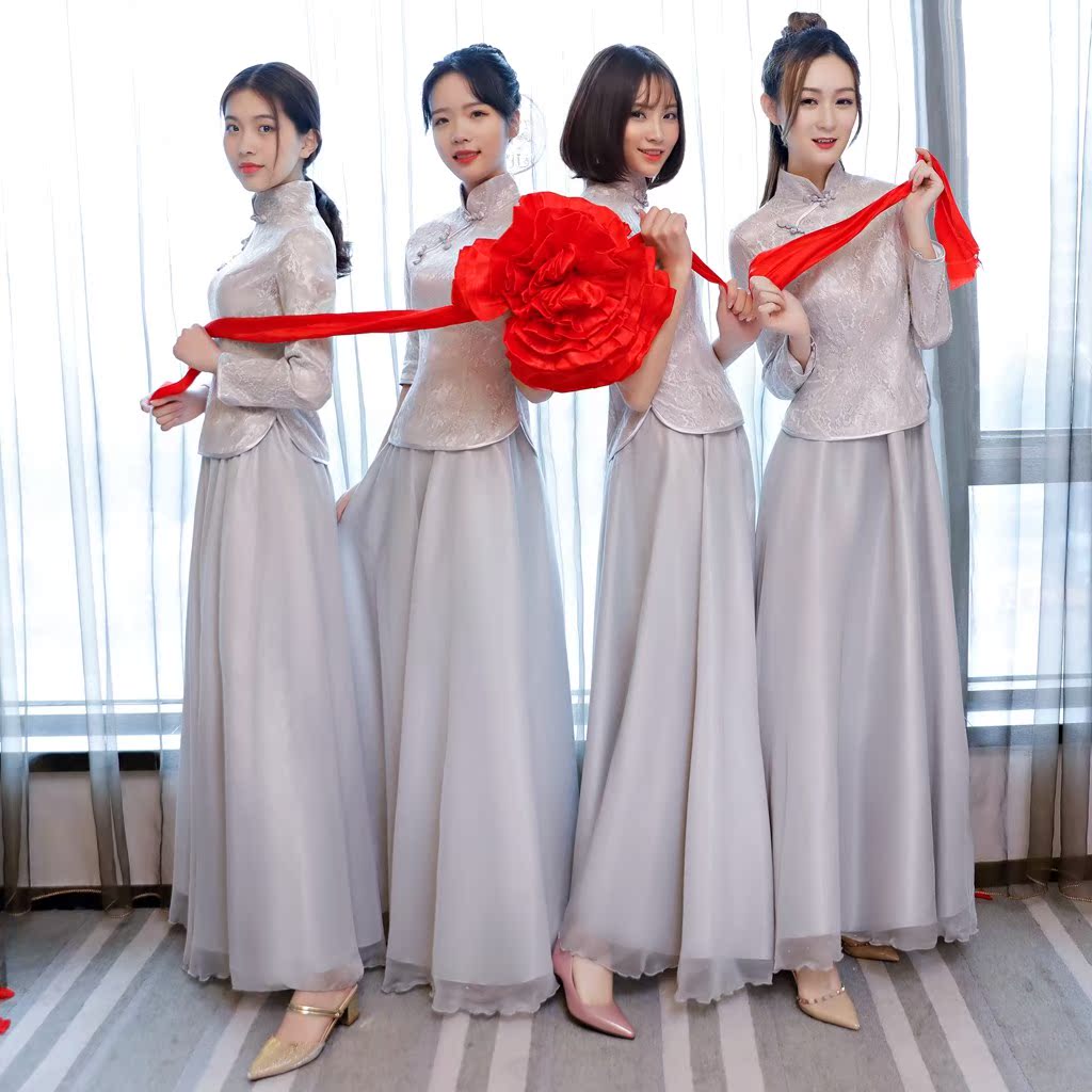 Bridesmaid Dresses Chinese style Retro Sister group Cheongsam skirt 2018 new pattern grey have more cash than can be accounted for Evening dress graduation Ceremonyin the Women's clothing/Boutique , Wedding/Cheongsam/Formal dress , Formal dress/Evening category - from Buy2taobao.com to provide professional Taobao agent buy service