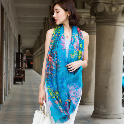 上海故事丝巾女夏季防晒披肩沙滩巾2018新款百搭雪纺纱巾围巾超大