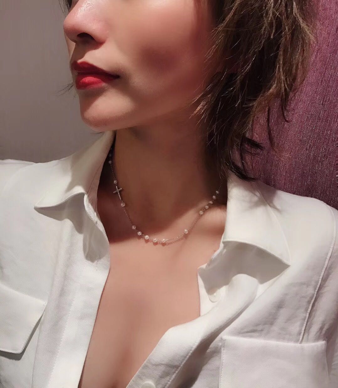 Sterling Silver Silver ornament silvery manual natural Pearl Clavicle chain cross Versatile temperament new patternin the Accessories/Fashion Jewelry, Necklace category - from Buy2taobao.com to provide professional Taobao agent buy service