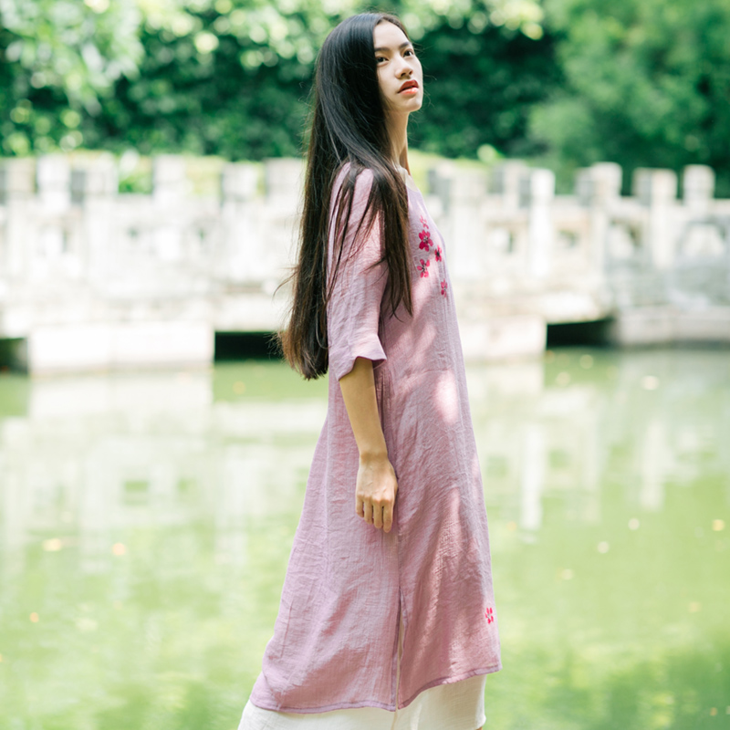 天絲棉輕薄民族風女裝裙改良漢服連衣裙中長七分袖粉紫雙層春夏在類目 女裝/女士精品, 唐裝/民族服裝/舞臺服裝, 唐裝/中式服裝, 裙子中 - 來自Buy2taobao.com提供專業的淘寶代購服務