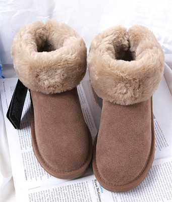 澳洲正品纯皮保暖雪地靴女中筒两穿靴子学生雪地棉鞋防滑防水棉靴