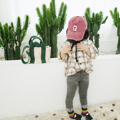 秋装女童格子衬衫中小童长袖纯棉韩版连帽上衣2018新款宽松衬衣