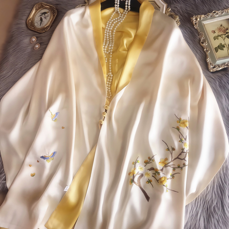 spring and autumn High-end Heavy Suzhou embroidery Real silk frog Shawl cheongsam mulberry silk scarf manual Embroidery Two-sidedin the Accessories/Leather belt/Hat/Muffler , Muffler/Scarves/Shawl category - from Buy2taobao.com to provide professional Taobao agent buy service