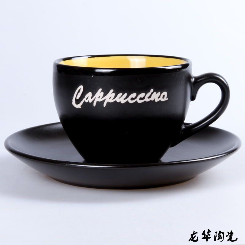 originality European style Ceramic coffee cup and saucer suit Retro Matt black Cappuccino Latte Garland Cup Simplicity Water cupin the Tableware , Coffee , Mug category - from Buy2taobao.com to provide professional Taobao agent buy service