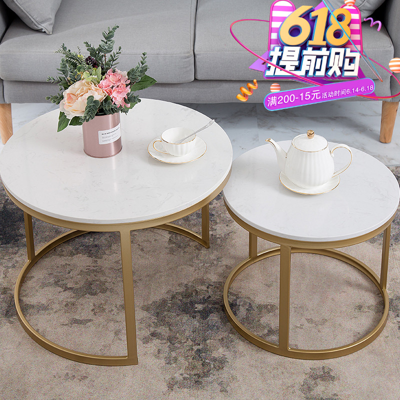 北欧铁艺大理石茶几简约现代小户型家用创意网红客厅圆形茶桌组合|msdalam kategori perabot kediaman, beberapa kategori, meja teh - dari Buy2taobao.com untuk memberikan perkhidmatan ejen Taobao profesional membeli