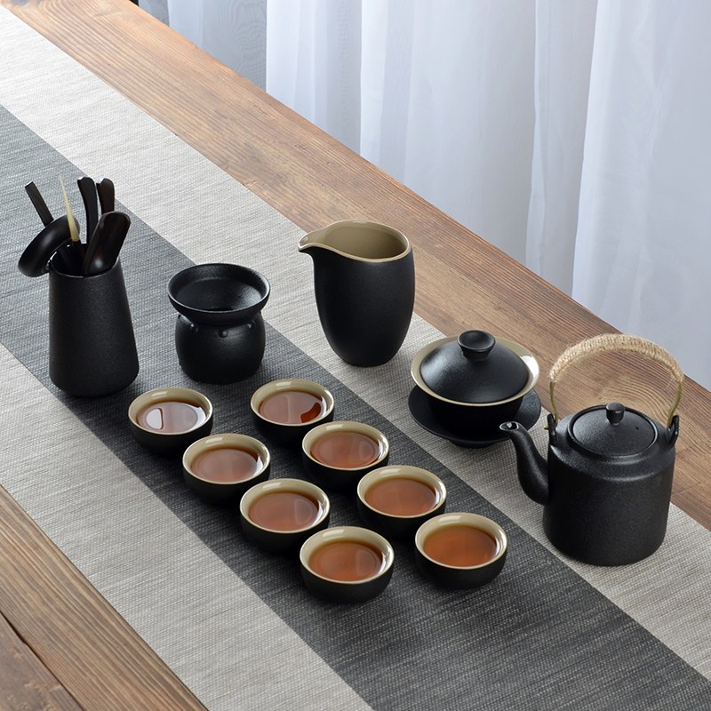 茶杯套裝家用功夫茶具簡約現代客廳辦公室整套複古黑陶瓷茶盤日式在類目 餐飲具, 茶具, 功夫茶具中 - 來自Buy2taobao.com提供專業的淘寶代購服務