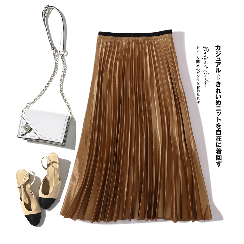 彩森●甸 便捷松紧腰~春2019新款闪光感百褶裙高腰通勤女中长裙潮在类目 女装/女士精品, 半身裙中 - 来自Buy2taobao.com提供专业的淘宝代购服务