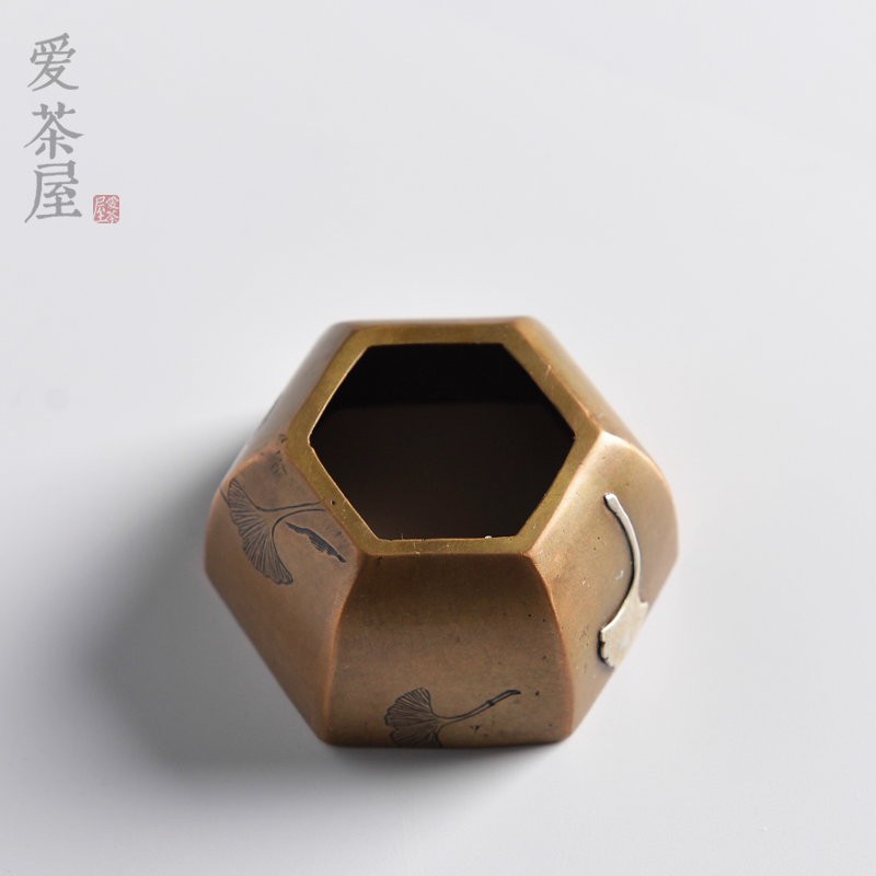 臻宝堂茶具手工嵌银刻画银杏叶六方铜盖置盖托茶搁壶盖架功夫茶道|ruв категории посуда, чайный сервиз, Садо/ноль - от Buy2taobao.com для оказания профессиональной услуги покупки агента Taobao