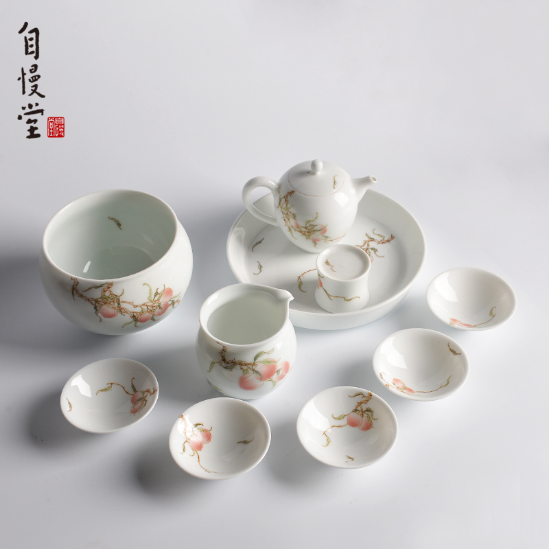 台湾自慢堂釉中彩桃子公杯粉彩茶壶盖置壶承水洗整套茶具功夫茶道|ruв категории посуда, чайный сервиз, кунг - Фу, чайный сервиз - от Buy2taobao.com для оказания профессиональной услуги покупки агента Taobao