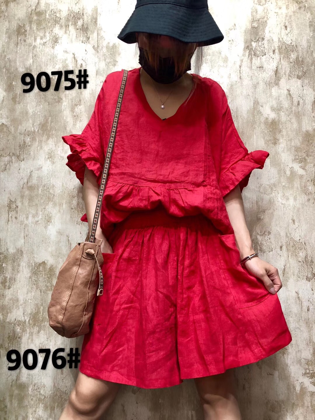 Orange 2019 summer new pattern Korean Edition Cotton and hemp literature pagoda sleeve Broad leg shorts suitin the Women's clothing/Boutique , Set/Student uniforms/Work uniforms , Fashion Set category - from Buy2taobao.com to provide professional Taobao agent buy service