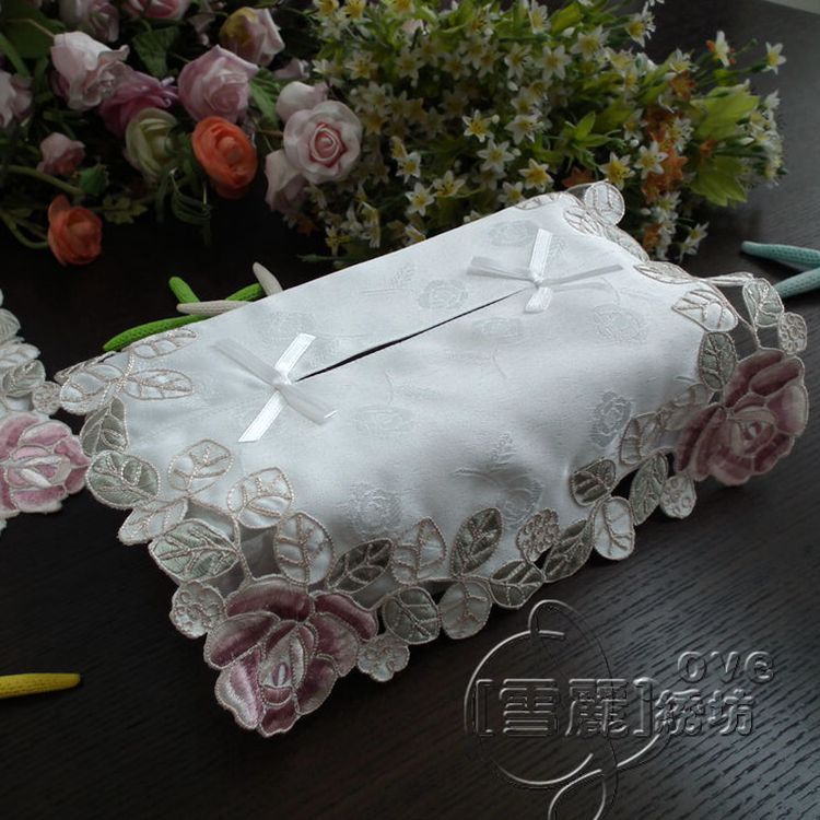 Pastoral fabric European style Chinese style Embroidery Napkin sets Tissue box cover tissue Washcloth Gorgeous Rose>in the Storage consolidation , Home Storage appliances , Pouch , Towel sets category - from Buy2taobao.com to provide professional Taobao agent buy service