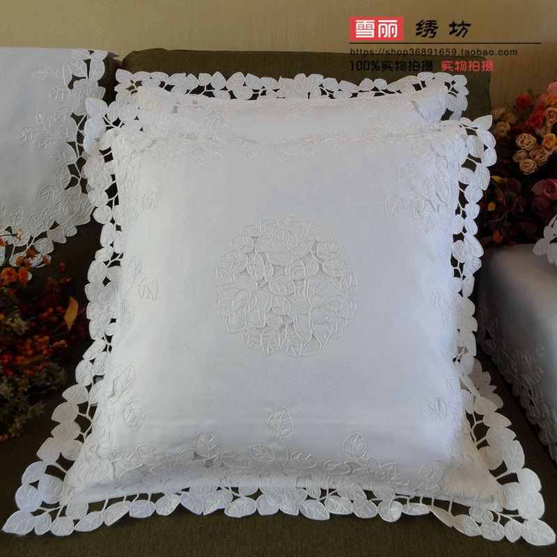 田园布艺中式欧式绣花靠垫套抱枕套靠垫被靠背 (不含芯)白色玫瑰|msdalam kategori rumah Fabrik, bantal/bantal - dari Buy2taobao.com untuk memberikan perkhidmatan ejen Taobao profesional membeli