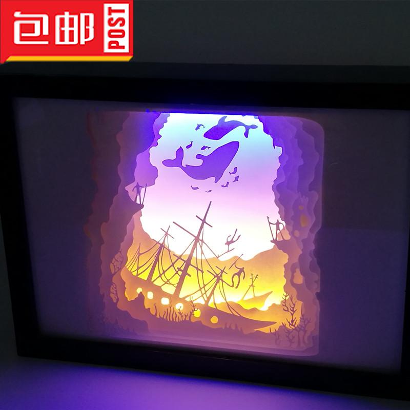 光影纸雕灯箱纸刻灯DIY专用材料包鲸船闺蜜创意毕业女生日礼物在类目 家装主材, 灯具灯饰, 台灯, 装饰台灯中 - 来自Buy2taobao.com提供专业的淘宝代购服务