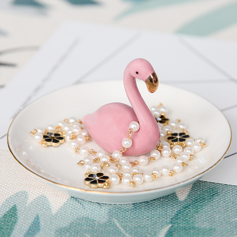 Nordic Flamingo Ceramic jewelry dresser Storage tray bathroom Decoration Ring Tray originality Shelfin the Storage consolidation , Home Storage appliances , Storage Rack , Jewelry rack category - from Buy2taobao.com to provide professional Taobao agent buy service