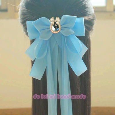 包邮卡通大蝴蝶结长飘带发饰品伴娘仙女头饰复