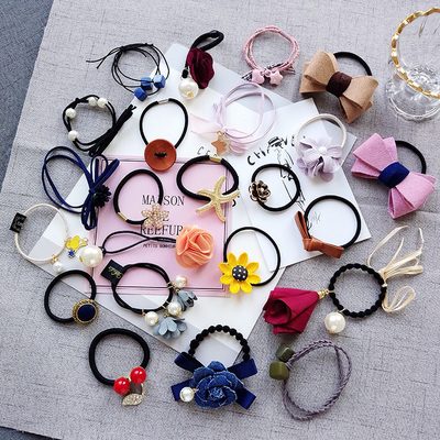 韩国扎头发马尾成人饰品皮套发饰发圈小清新发绳女韩版可爱头绳