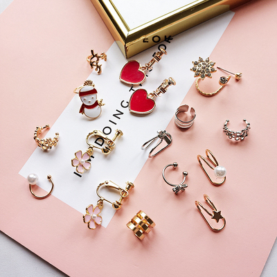 韩国迷你小耳骨钉耳钉女气质夹耳环耳夹无耳洞假耳饰耳骨夹耳钉