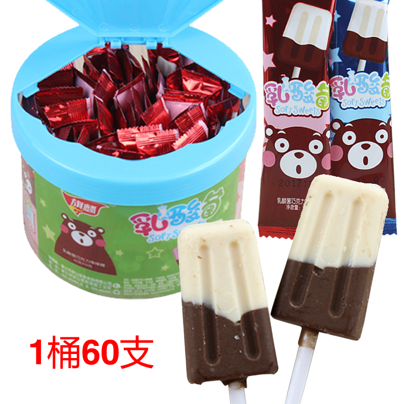 60支 乳酸菌牛奶巧克力棒棒糖桶装 儿童零食小孩创意雪糕造型糖果|ruв категории закуски/орехи/специальность, конфеты/желе/пудинг, конфеты - от Buy2taobao.com для оказания профессиональной услуги покупки агента Taobao