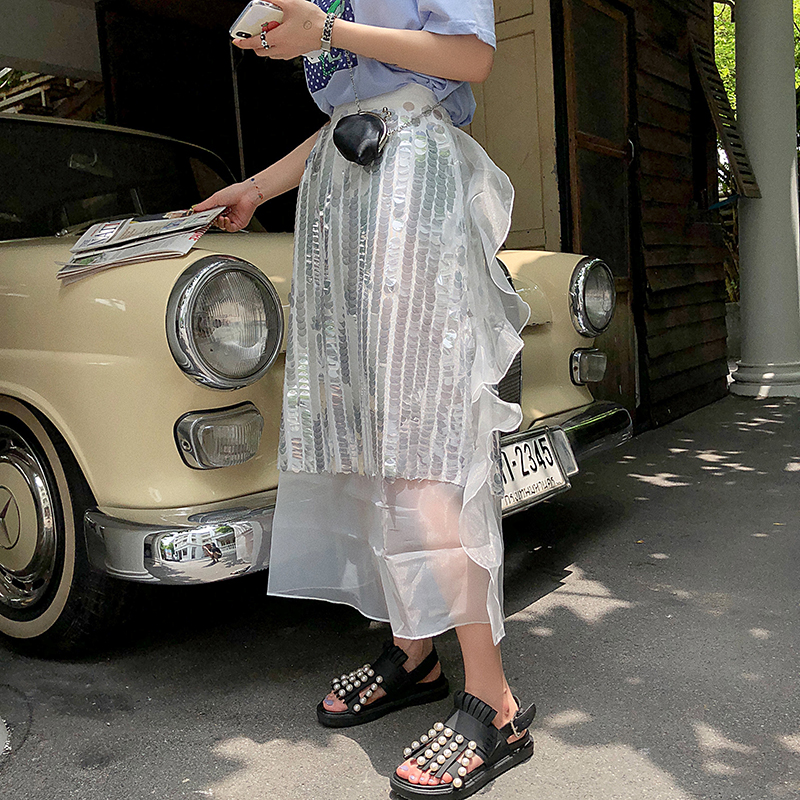 Jacobs Mosaic Sequins skirt 2019 new pattern Mid length version Paige A word skirt summer Versatile Show thin skirtin the Women's clothing/Boutique , Skirts category - from Buy2taobao.com to provide professional Taobao agent buy service