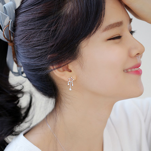 Korean jewelry Refinement fresh Gold and Silver tassels star Cushion Ear clip No pierced earrings Earrings Ear Studsin the Accessories/Fashion Jewelry, Earring , Ear clip category - from Buy2taobao.com to provide professional Taobao agent buy service
