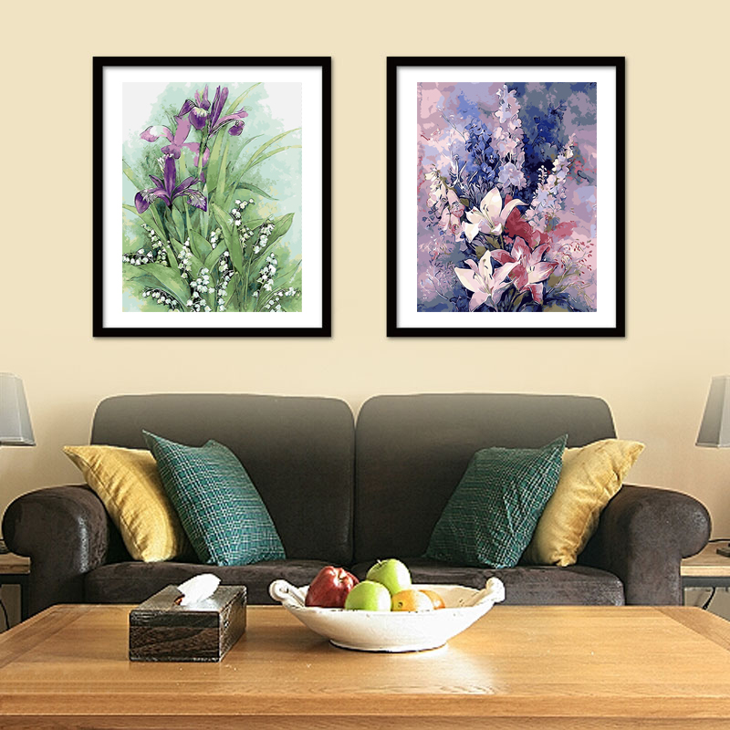 diy数字油画三联 风景花卉手绘填色定制大幅客厅卧室 装饰画包邮|msdalam kategori Aksesori rumah, lukisan hiasan, DIY/Lukisan digital - dari Buy2taobao.com untuk memberikan perkhidmatan ejen Taobao profesional membeli