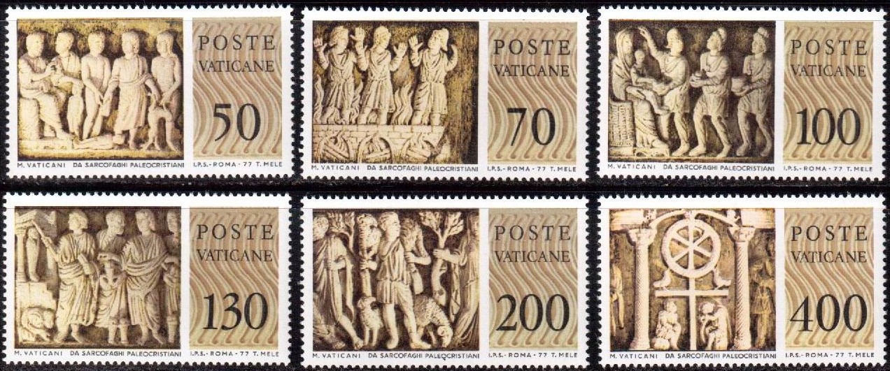 梵蒂冈1977邮票 博物馆藏品 基督徒石棺上浮雕 雕刻 6全 原胶全品在类目 古董/邮币/字画/收藏, 邮品, 外国邮票中 - 来自Buy2taobao.com提供专业的淘宝代购服务