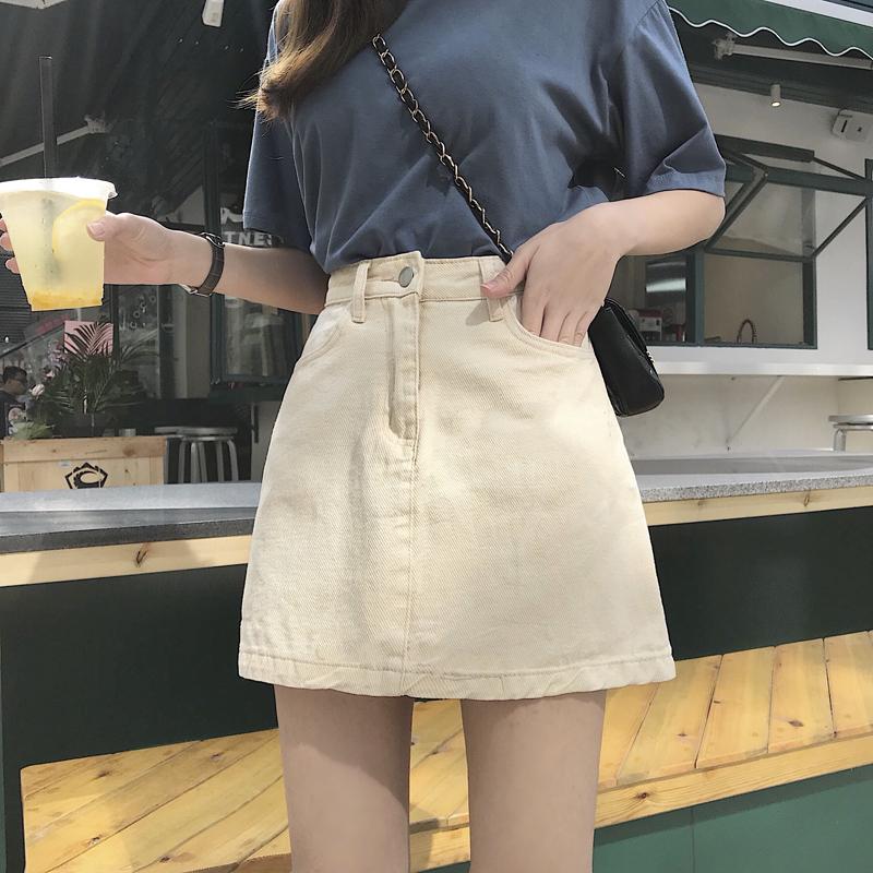 半身裙女裙子2019夏季韩版黑色牛仔裙短裙新款简约休闲纯色A字裙|ruв категории Женская одежда, юбка - от Buy2taobao.com для оказания профессиональной услуги покупки агента Taobao