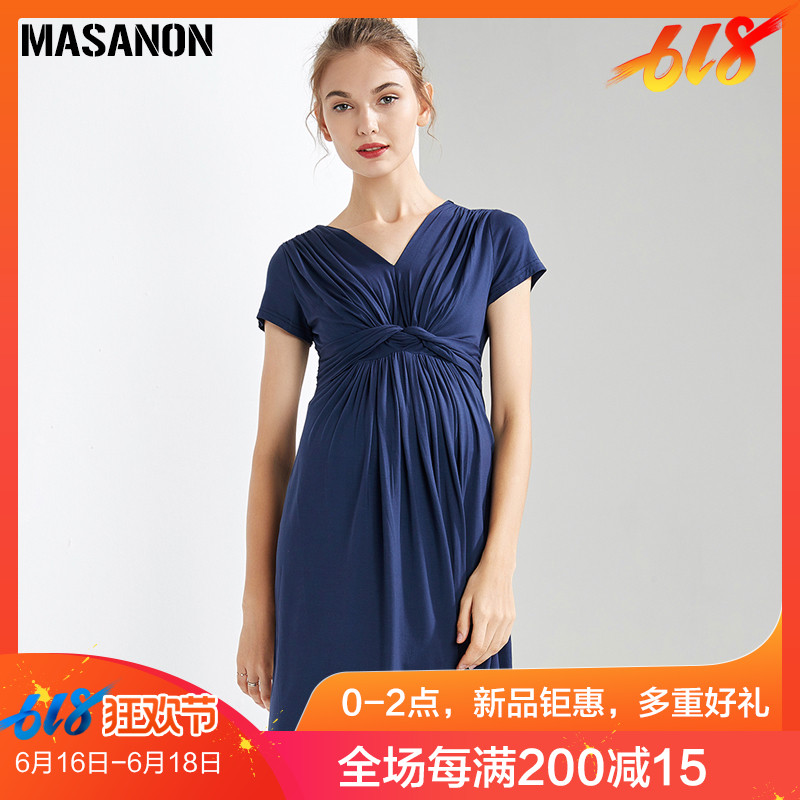 孕妇连衣裙夏季短袖v领上衣中长款王妃外出明星同款欧美潮妈裙子|ruв категории Всё для беременных и кормящих, материнство, платье - от Buy2taobao.com для оказания профессиональной услуги покупки агента Taobao