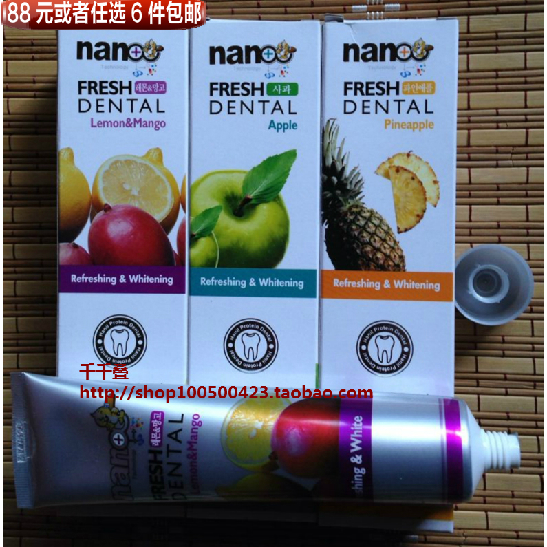韓國進口正品NANO水果味牙膏亮白殺菌牙膏160g 味道壹只隨機在類目 洗護清潔劑/衛生巾/紙/香薰, 洗髮沐浴/個人清潔, 口腔護理, 牙膏中 - 來自Buy2taobao.com提供專業的淘寶代購服務