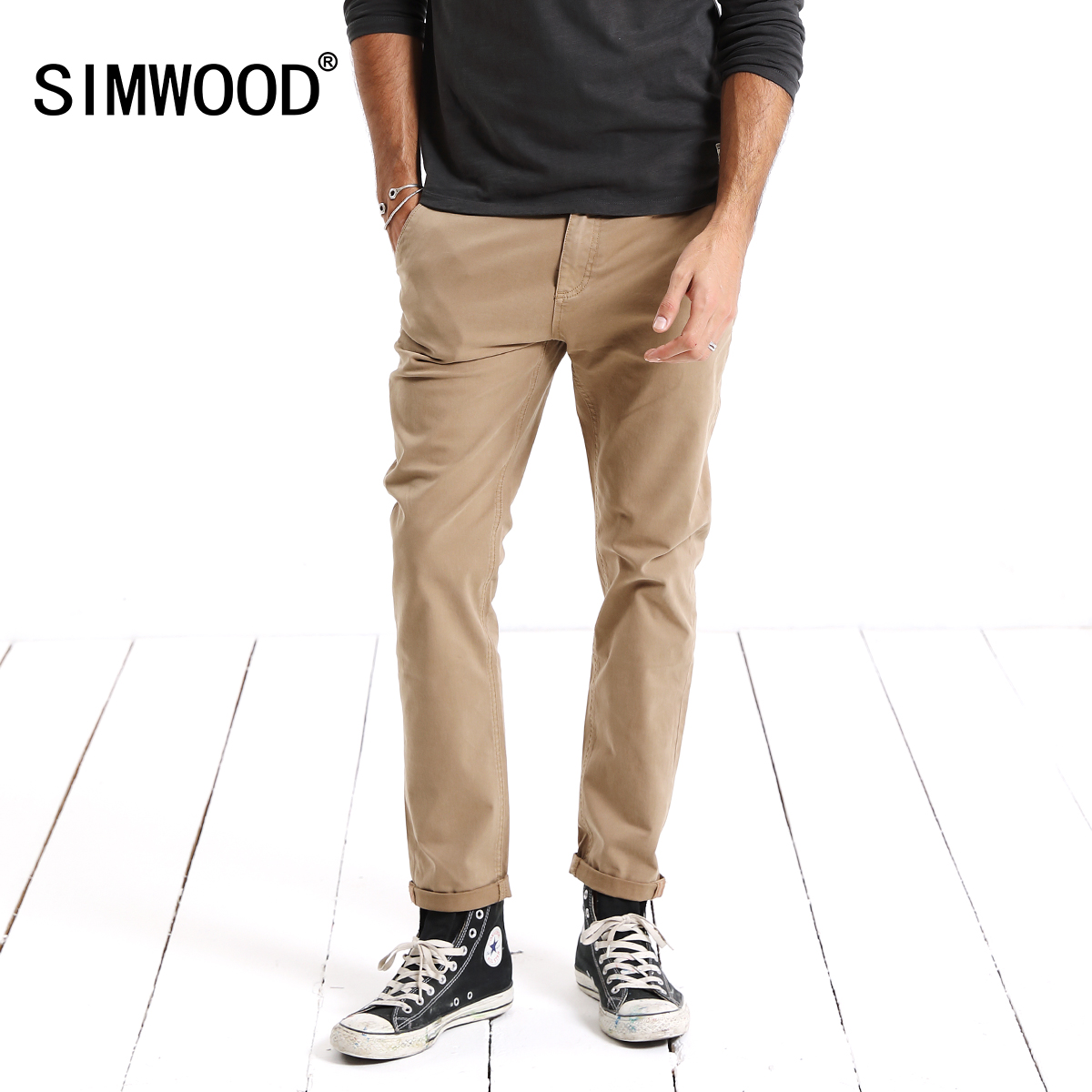 Simwood简木男装春装新款微弹卡其潮男长裤男士修身小脚休闲裤男|msdalam kategori Pakaian Lelaki, seluar santai - dari Buy2taobao.com untuk memberikan perkhidmatan ejen Taobao profesional membeli
