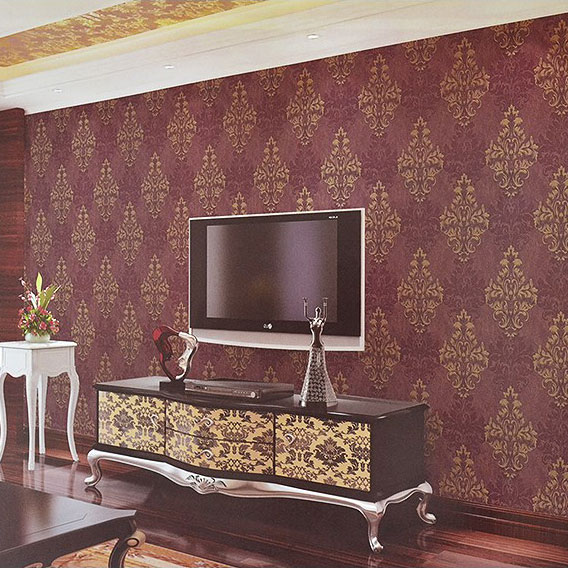 gules Brown wallpaper European style wallpaper Damascus wallpaper television Background wall wallpaper Retro wallpaperin the Decoration main material , Wallpaper , PVC Wallpaper category - from Buy2taobao.com to provide professional Taobao agent buy service