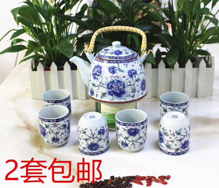 青花瓷茶具陶瓷茶杯茶壶 北京包邮礼品套装 饭店酒店用壶骨瓷印字|msdalam kategori pinggan mangkuk, set teh, Pakej teh - dari Buy2taobao.com untuk memberikan perkhidmatan ejen Taobao profesional membeli