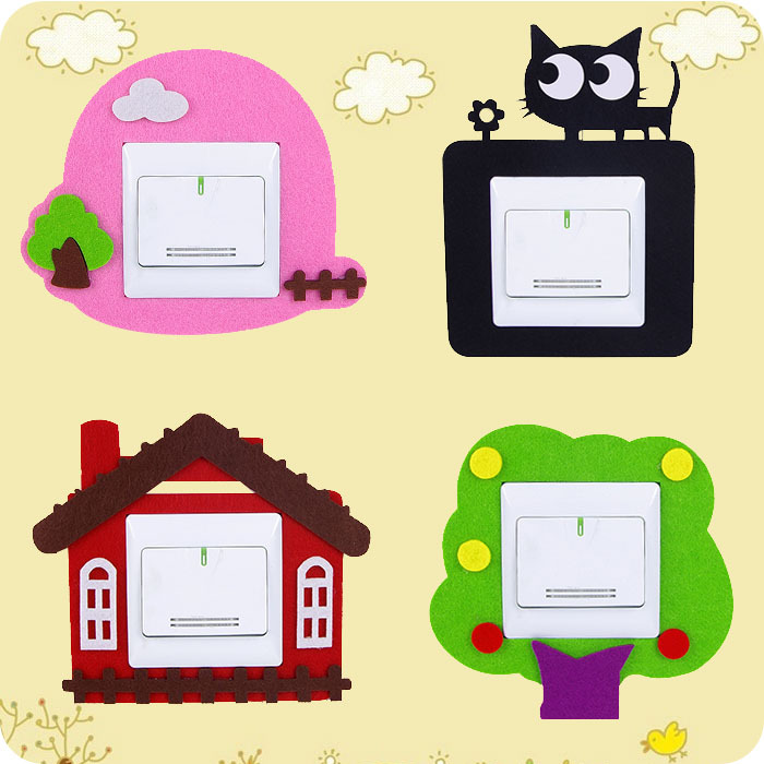 lovely Cartoon felt Hollow Switch Sticker originality socket smart cover Wall stickers Switch Coverin the Storage consolidation , Household appliances dust , Switch Dust stickers category - from Buy2taobao.com to provide professional Taobao agent buy service