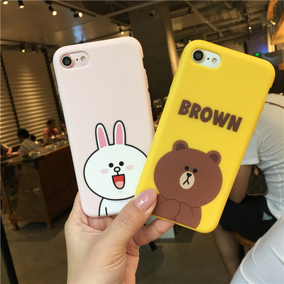 韩国line可妮兔苹果6手机壳iPhone7/6s/plus硅胶软壳全包女款挂绳