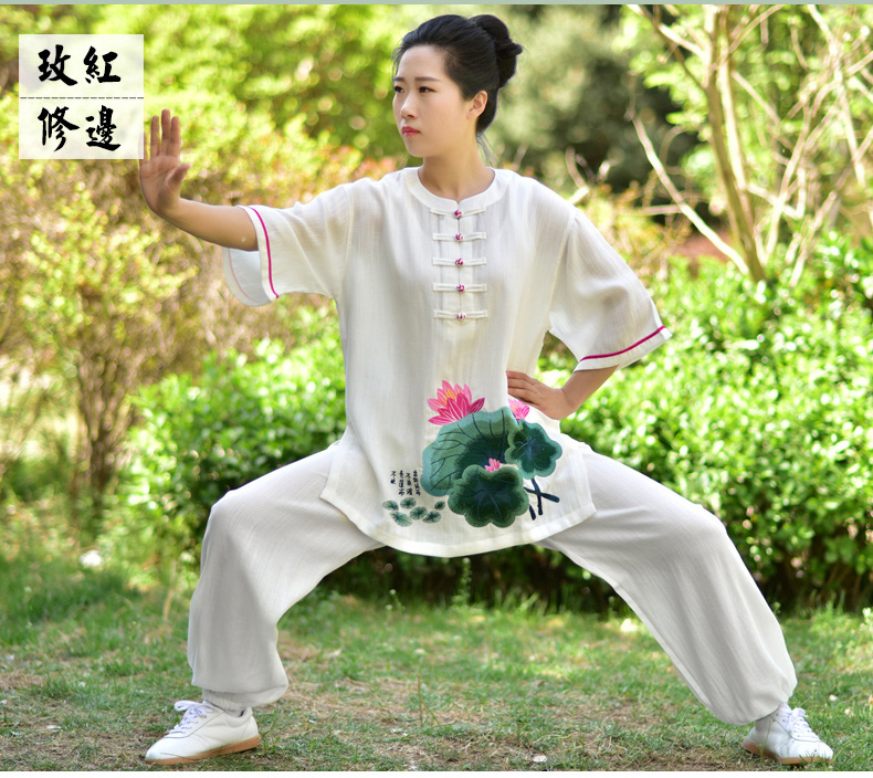 夏款棉麻短袖太極服女練功服竹節麻荷花半袖繡花太極拳服裝武術服在類目 運動/瑜伽/健身/球迷用品, 跆拳道/武術/搏擊, 太極, 太極服中 - 來自Buy2taobao.com提供專業的淘寶代購服務