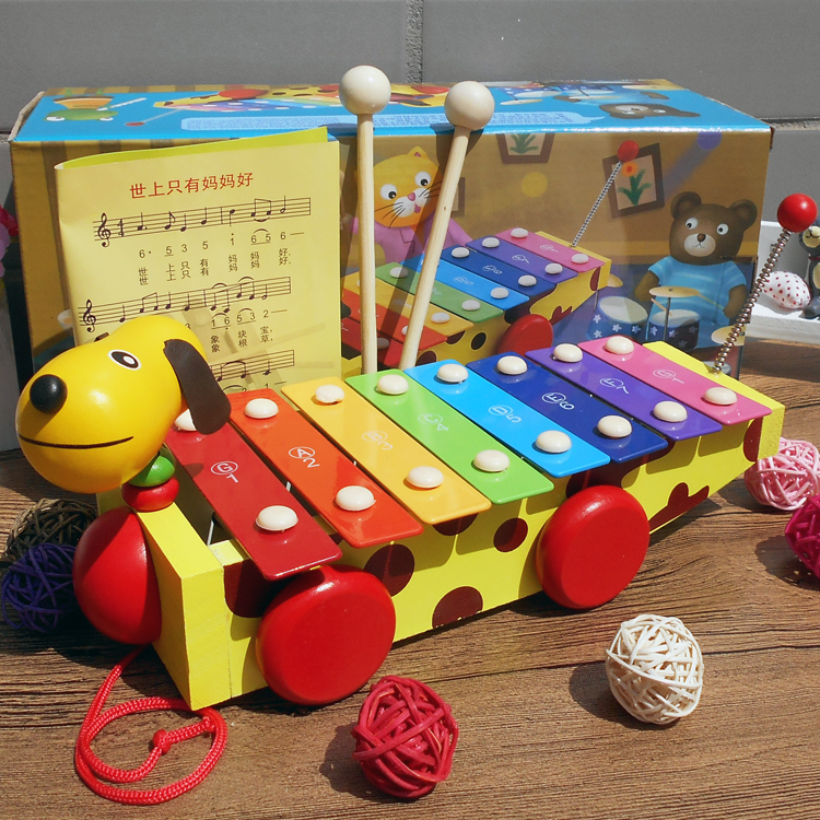 智力開發木制幼兒園兒童學生早教玩具小黃狗拖車鋼片琴手敲琴在類目 玩具/童車/益智/積木/模型, 音樂玩具/兒童樂器, 敲琴中 - 來自Buy2taobao.com提供專業的淘寶代購服務