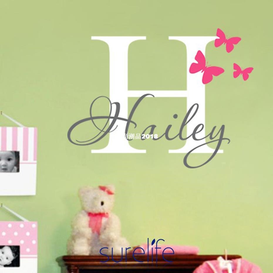 Personalized Name Initial Vinyl Wall Sticker Mural Butterfli在類目 家居飾品, 創意飾品, 太陽能娃娃中 - 來自Buy2taobao.com提供專業的淘寶代購服務