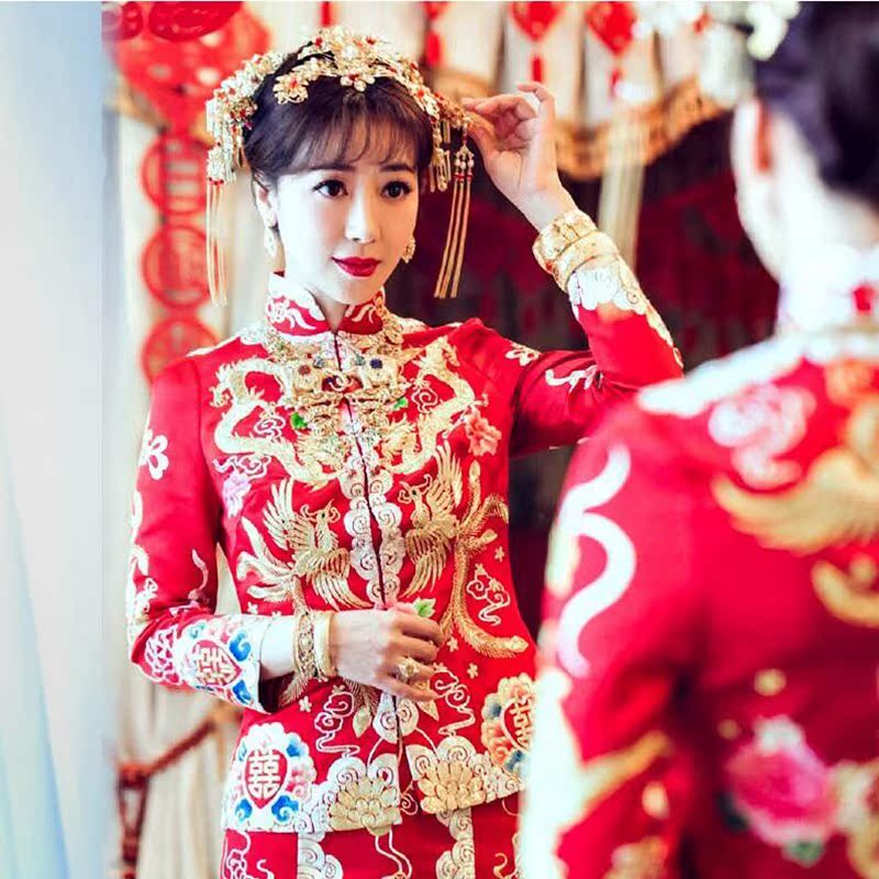 合服古装中国风结婚婚礼中式汉服婚礼嫁衣冬季儿童女装少女敬酒服在类目 女装/女士精品, 婚纱/旗袍/礼服, 旗袍中 - 来自Buy2taobao.com提供专业的淘宝代购服务