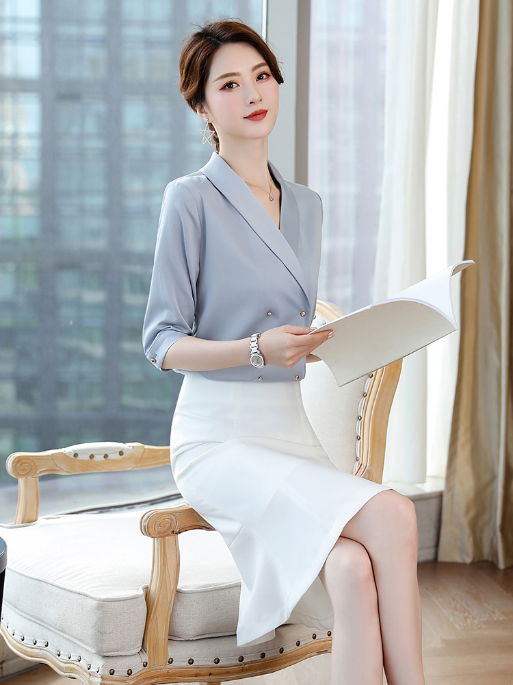 2019新款时尚气质大码衬衫职业套装女白领OL正装夏季工作服两件套|ruв категории Женская одежда, костюм/студенты школьную форму/обмундирования, профессионального женский костюм - от Buy2taobao.com для оказания профессиональной услуги покупки агента Taobao