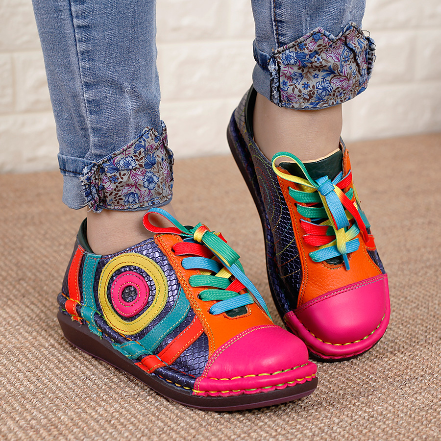 Nani Ya colour Women's Shoes The thickness of the bottom Top layer leather Spring and autumn season leisure time manual shoes Frenum Round Color matching Single shoesin the Women's Shoes, Low shoes category - from Buy2taobao.com to provide professional Taobao agent buy service